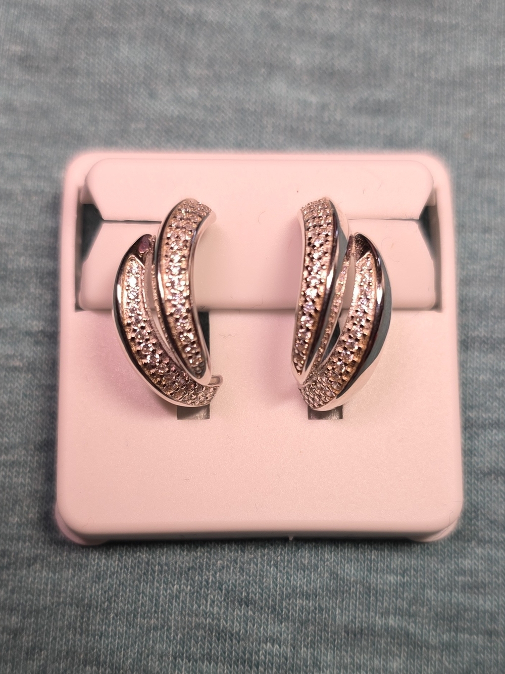 Sparkling Silver Crystal Hoop Earrings - Elegant Women's Jewelry